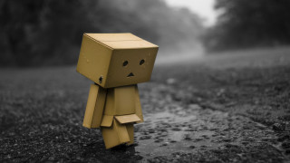 Cardboard figure rain sad face 2 - alfred freddy krupa free wallpaper