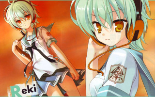 Anime girls headphones looking camera - the camera and the other free wallpaper