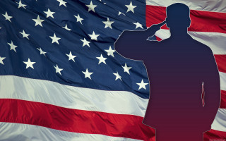Silhouette soldier saluting flag united - processed free wallpaper