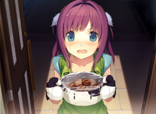 Girl purple hair bowl food - a bowl of food free wallpaper for desktop