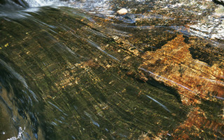 River waterfall bird cityscape night - photorealistic imagery free wallpaper