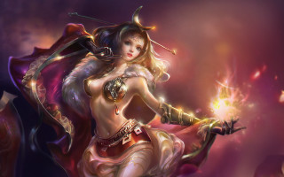 Woman costume fire wand flame - brom free wallpaper