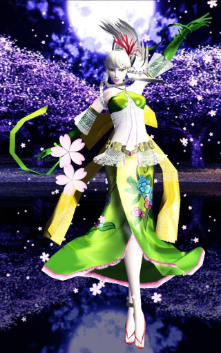 Woman green dress flowers moon - a green dress free wallpaper for mobile