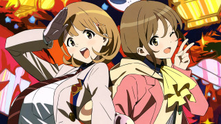 Girls standing wall clock star - two girl free wallpaper