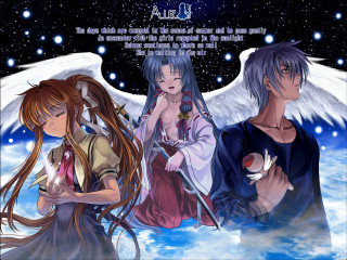 Anime characters sky fireworks moon 2 - serial free wallpaper for desktop