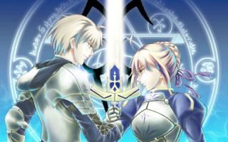 Anime characters swords facing blue - two anime character free wallpaper for desktop