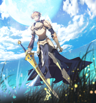 Woman blue dress sword full - armin hansen free wallpaper for tablet