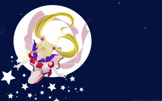 Cartoon girl flying stars moon - moon free wallpaper