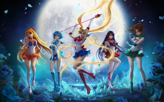 Sailor girls full moon fantasy - artgerm free wallpaper
