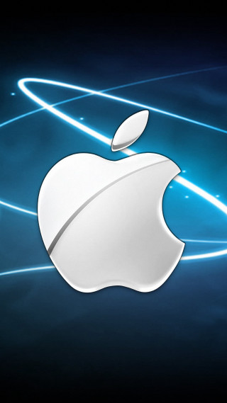 Apple logo dark background blue 3 - free technology wallpaper for mobile