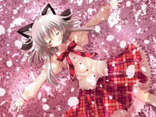 Dancing girl snow anime cherry - dress free wallpaper