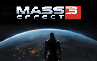 Man standing front planet mass - a game free wallpaper