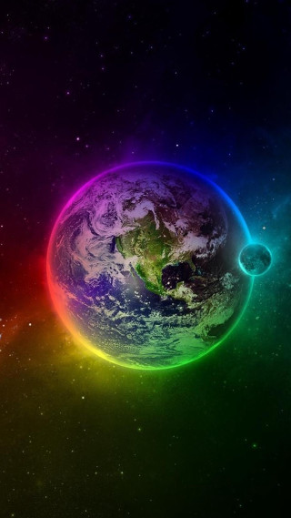 Colorful earth space stars rainbow 8 - free space wallpaper for mobile
