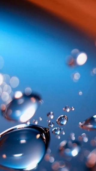 Water droplets blue surface bokeh 2 - microscopic free wallpaper for mobile