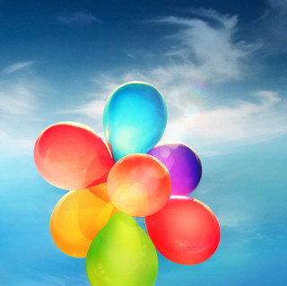 Balloons floating sunny day blue 3 - sunny free wallpaper for tablet