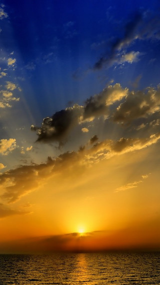 Sunset ocean boat clouds sky 4 - free sunset wallpaper for mobile