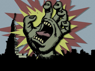 Hand screaming face city background - a hand free wallpaper for desktop