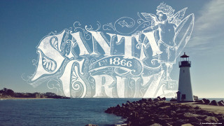 Lighthouse santa cruz sign blue - white ink free wallpaper