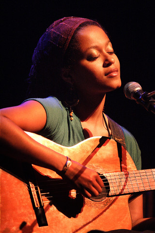 Woman guitar microphone performance singing - stage free wallpaper for mobile