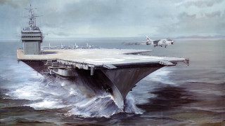 Aircraft carrier ocean plane flying 2 - don maitz free wallpaper