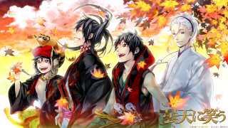 Anime characters tree sky clouds - three anime character free wallpaper for desktop