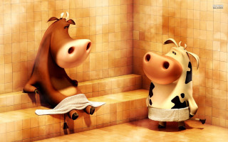 Cows bathroom tiled wall towel - disney free wallpaper