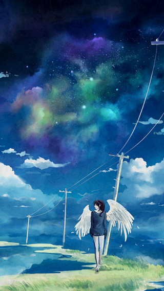 Woman hill angel wings stars - a hill free wallpaper for mobile