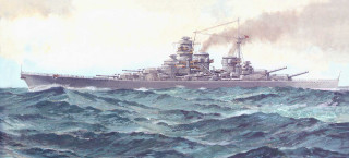 Battleship ocean waves smoke painting - official free wallpaper