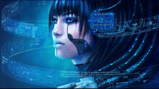 Futuristic woman interface blue background - cedric peyravernay free wallpaper