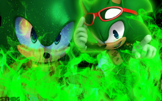 Green red sonic fire energy - sonic free wallpaper