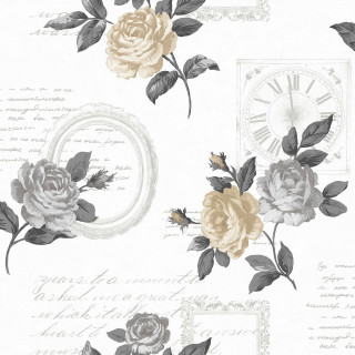 White grey wallpaper roses clock - handwritten free wallpaper