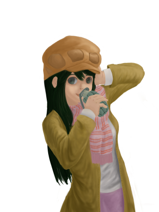 Woman yellow coat hat cell - her ear free wallpaper for mobile