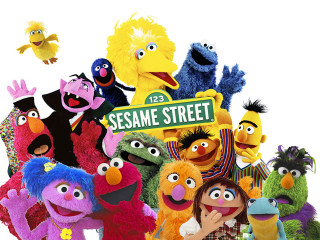 Sesame street characters group sign - free gaming wallpaper