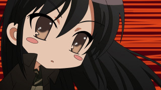 Girl black hair black jacket - a red background behind her free wallpaper