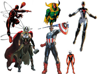 Superheroes group poses costumes armors - marvel comic free wallpaper