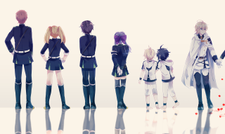 Anime characters standing line backs - a line free wallpaper