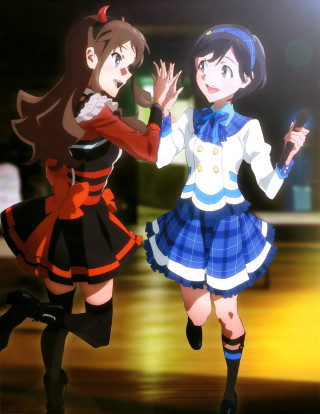 Anime girls dancing together dance - a microphone free wallpaper for mobile