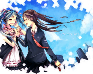 Anime girls long hair suit - a microphone free wallpaper