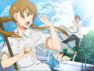 Woman holding tennis racket man - her hand and a man in the background free wallpaper