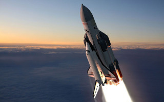 Space shuttle flying bright light - space free wallpaper