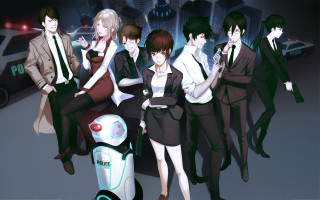 People robot city night group - neo free wallpaper
