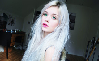 Woman long white hair pink - amalia lindegren free wallpaper