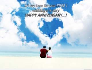 Beach heart cloud message people - romantic free wallpaper