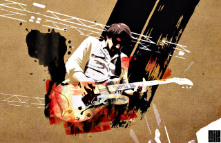 Man guitar paint splatters black - a man playing free wallpaper