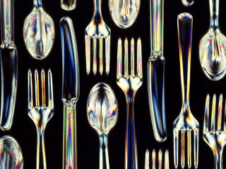 Shiny silverware black background pattern - caustic free wallpaper