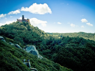 Castle hill forest blue sky 3 - caspar david friedrich free wallpaper