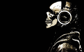 Skeleton headphones jacket clock dark - a skeleton free wallpaper