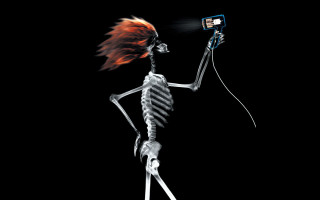 Skeleton camera flashlight dark night - shock art free wallpaper