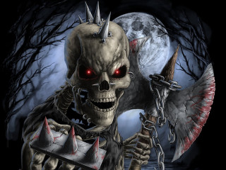 Skeleton knife chain demon shoulder - a skeleton free wallpaper