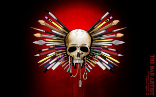 Skull pencils knife mouth image - banksy free wallpaper